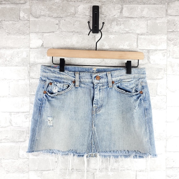 7 For All Mankind Dresses & Skirts - 7 FAM Distressed fringe frayed hem Skirt | 27